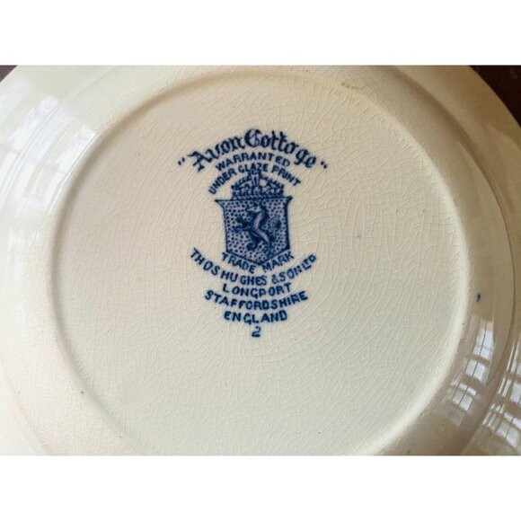 Avon Cottage Blue White Set of 2 Soup Bowls Thos Hughes Staffordshire England 8" - Picture 7 of 7